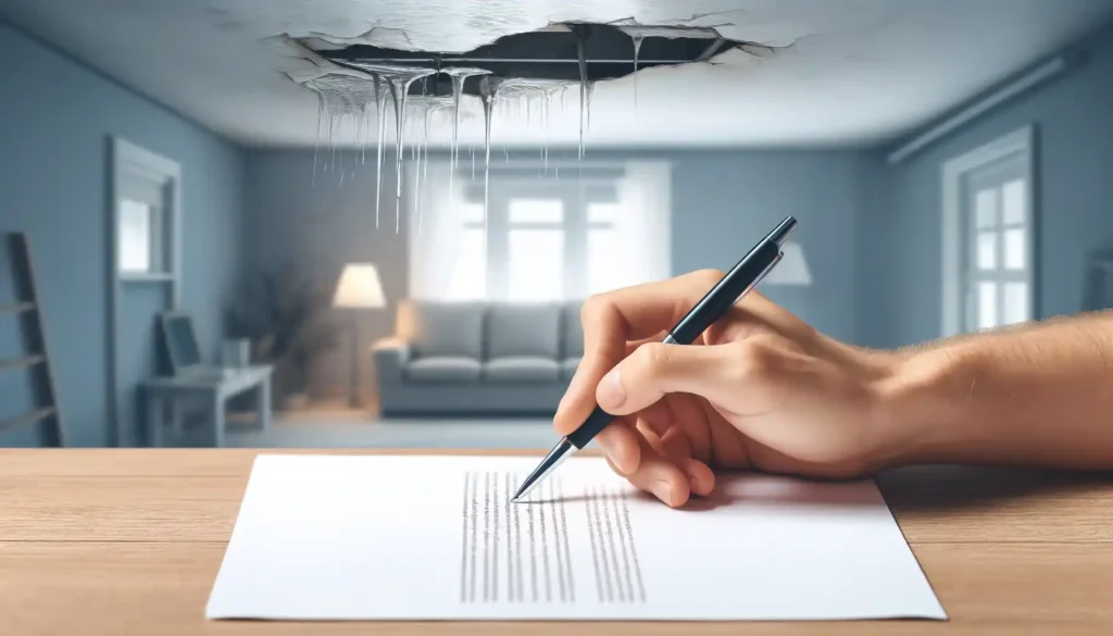 lettera per danni da infiltrazioni di acqua